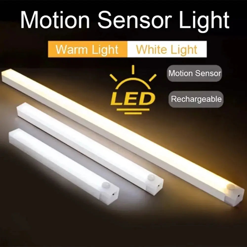 Luzes de barra LED tipo C sensor de movimento recarregável detector regulável luz portátil