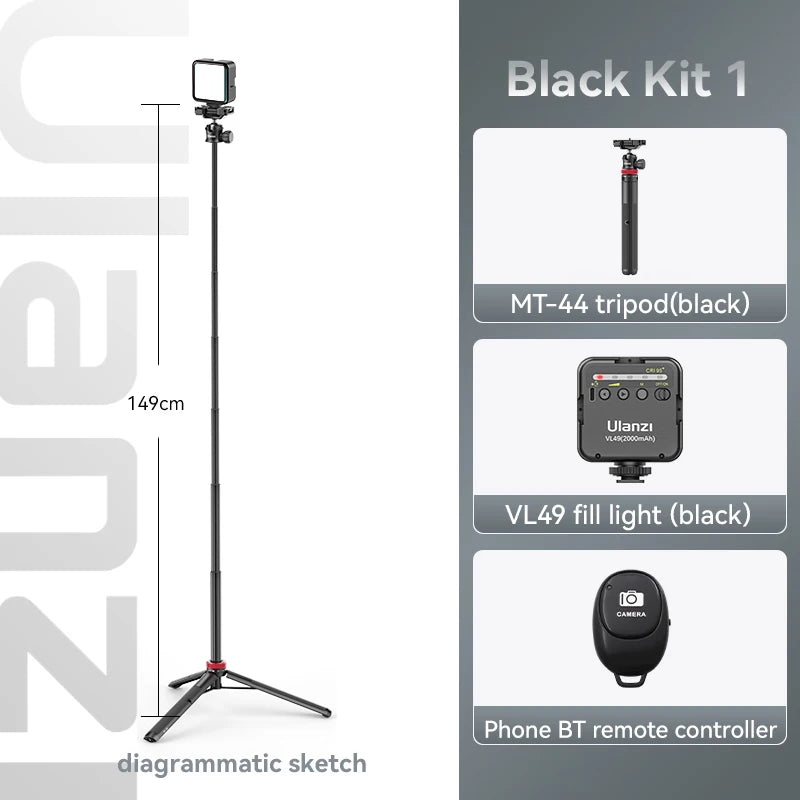 Ulanzi VL49 6W Mini Vlog LED Fill Light Branco 2000mAh 5500K Zoom Iluminação