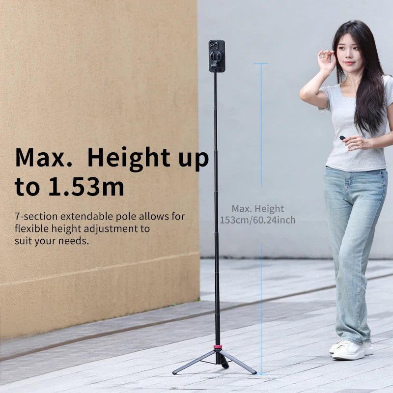 Ulanzi MT-84 1.53M Tripé Magnético para Selfie Stick Sem Fio Bluetooth