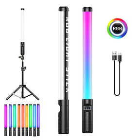 RGB Video Light Stick Lâmpada LED colorida Luz de preenchimento Flash portátil Speedlight Iluminação fotográfica com tripé