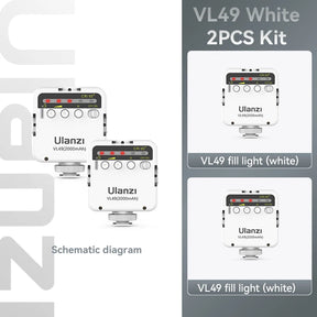 Ulanzi VL49 6W Mini Vlog LED Fill Light Branco 2000mAh 5500K Zoom Iluminação