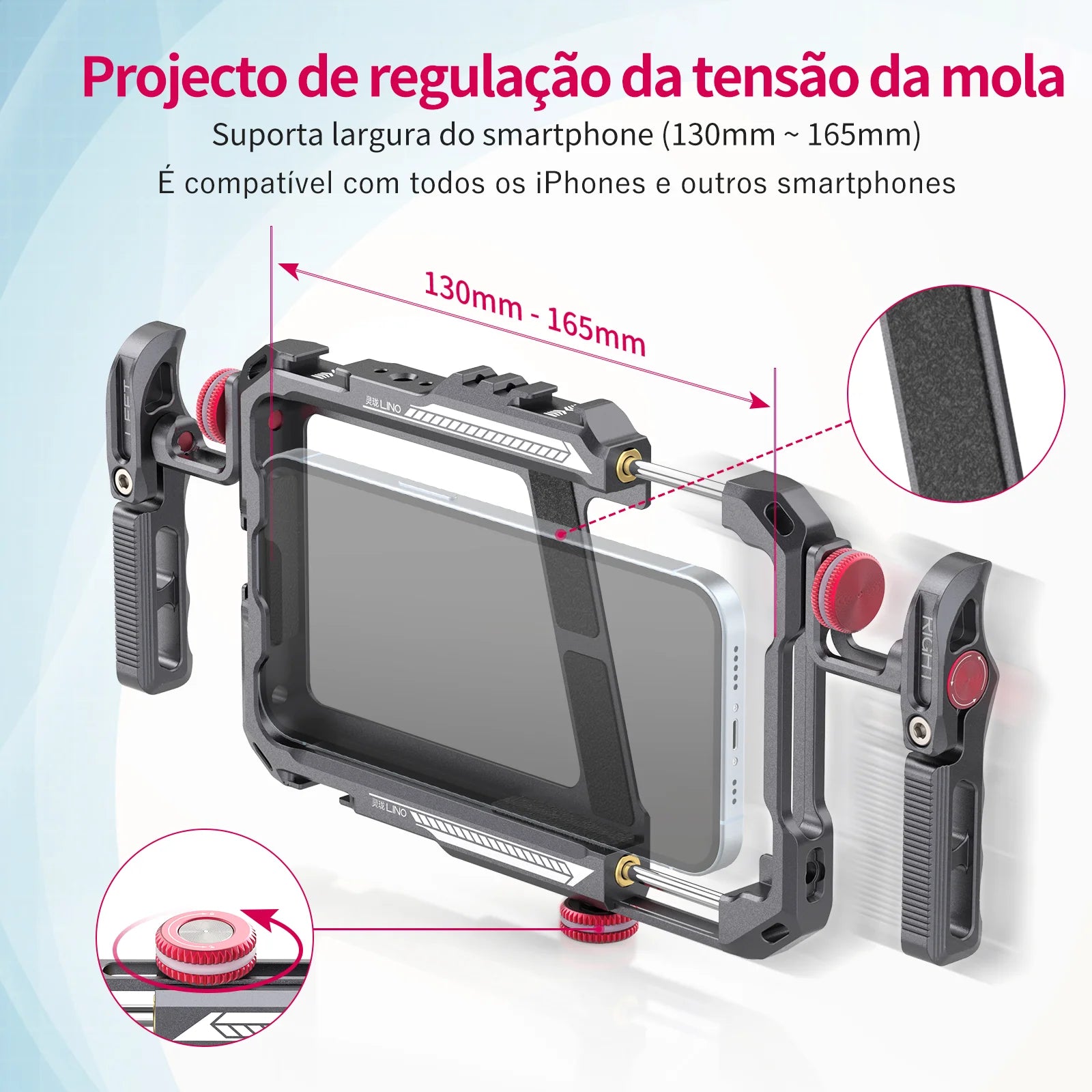 Ulanzi Lino Universal SmartPhone Cage Capa protetora com alça lateral