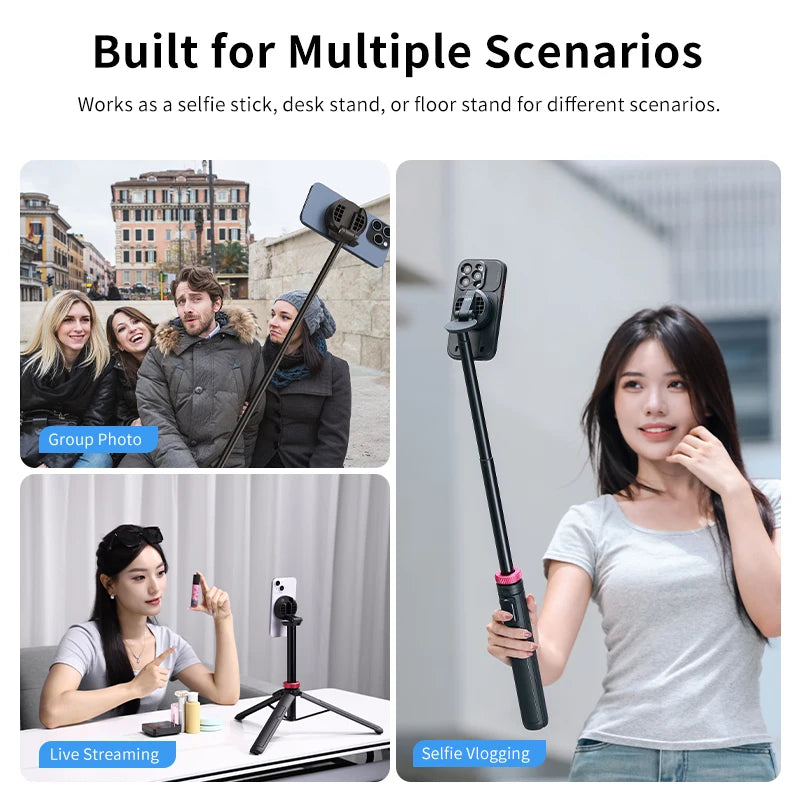 Ulanzi MT-84 1.53M Tripé Magnético para Selfie Stick Sem Fio Bluetooth