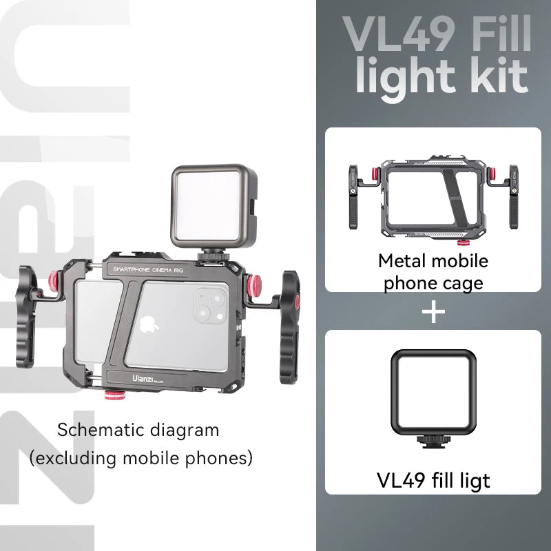 Ulanzi Lino Universal SmartPhone Cage Capa protetora com alça lateral