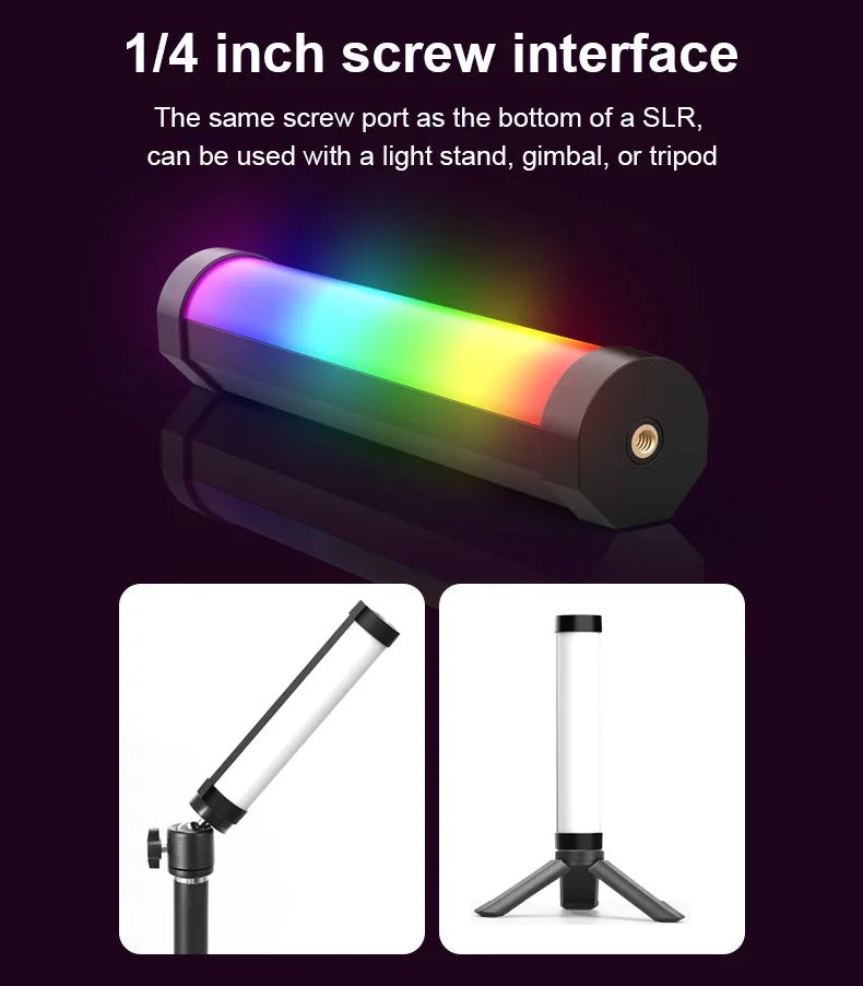 Luz de vídeo portátil RGB Gamer Lamp 2000mAh Foto Vídeo Gravação Selfie Iluminação Luzes de preenchimento LUXCEO V8