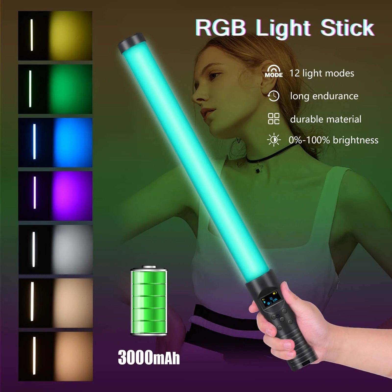 RGB Video Light Stick Lâmpada LED colorida Luz de preenchimento Flash portátil Speedlight Iluminação fotográfica com tripé