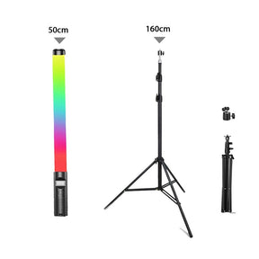 RGB Video Light Stick Lâmpada LED colorida Luz de preenchimento Flash portátil Speedlight Iluminação fotográfica com tripé