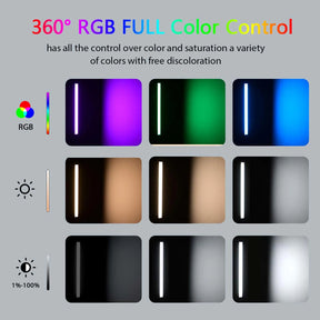 RGB Video Light Stick Lâmpada LED colorida Luz de preenchimento Flash portátil Speedlight Iluminação fotográfica com tripé