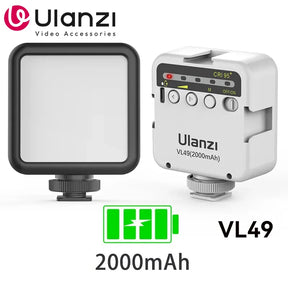 Ulanzi VL49 6W Mini Vlog LED Fill Light Branco 2000mAh 5500K Zoom Iluminação